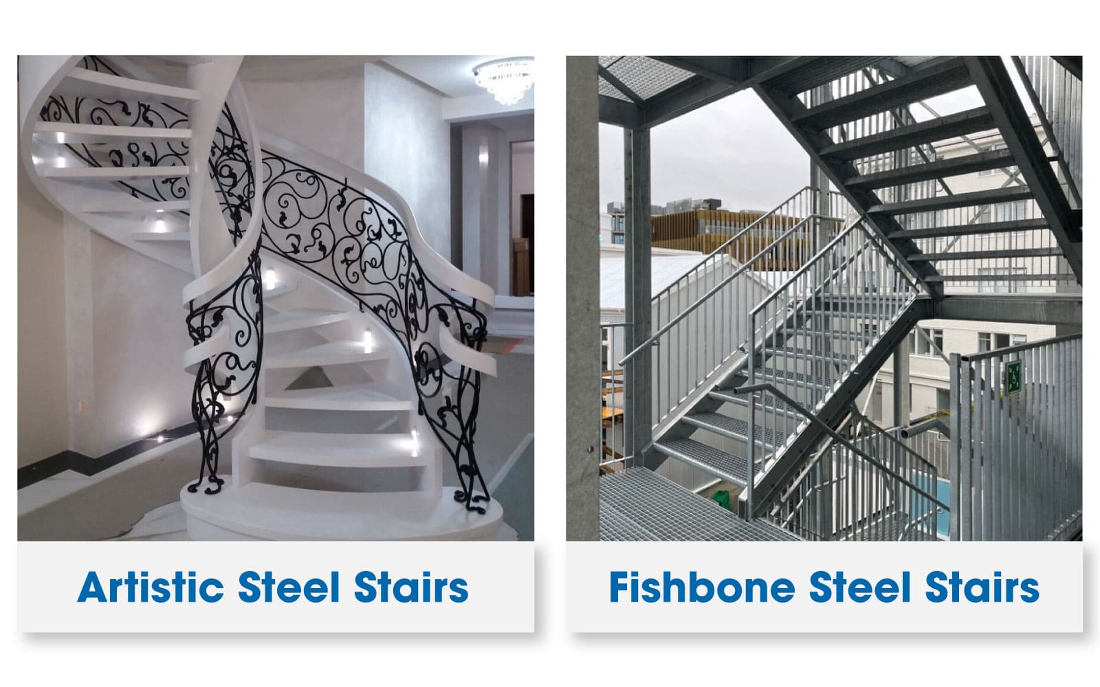 Artistic steel stairs and fishbone steel stairs