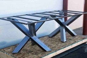 Steel frame base table